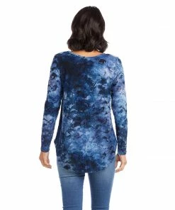Karen Kane Tie-Dye Burnout Shirttail Top Clothing