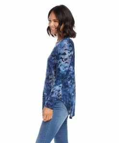 Karen Kane Tie-Dye Burnout Shirttail Top Clothing