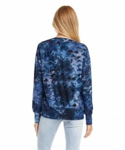 Karen Kane Petites Petite Size Tie-Dye Burnout V-Neck Top