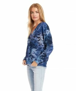 Karen Kane Petites Petite Size Tie-Dye Burnout V-Neck Top