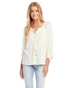Karen Kane Button-Up Peasant Top