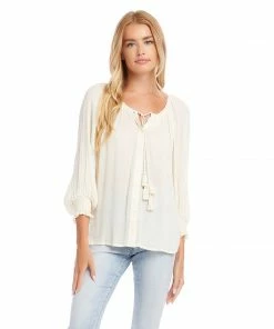 Karen Kane Button-Up Peasant Top