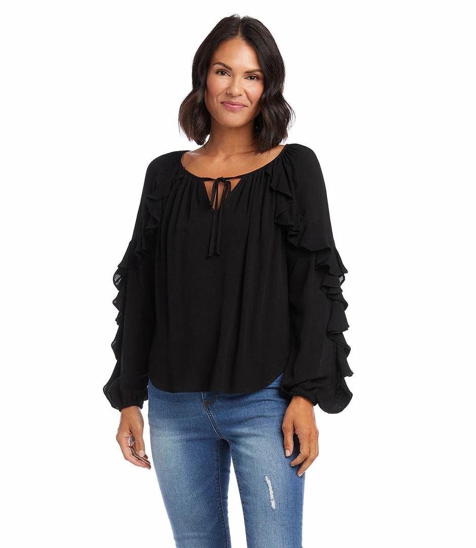 Karen Kane Ruffle Sleeve Top Clothing