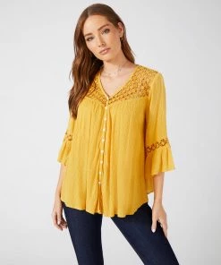Karen Kane Clothing Lace Inset Blouse