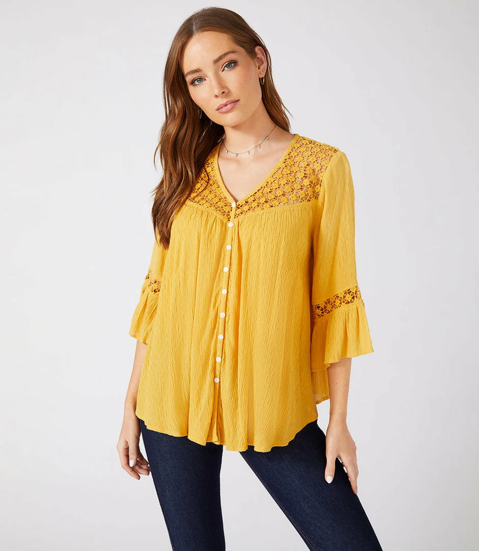 Karen Kane Clothing Lace Inset Blouse
