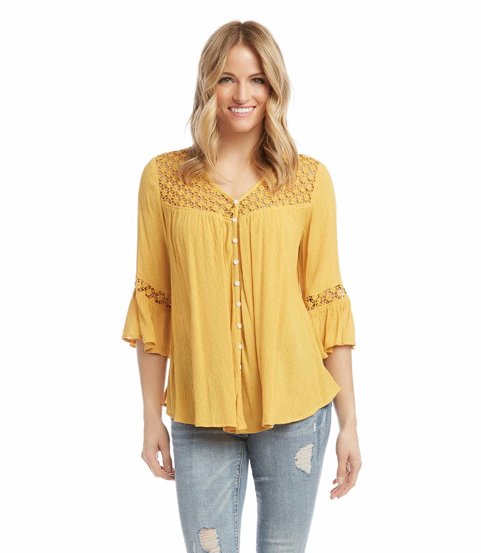 Karen Kane Clothing Lace Inset Blouse