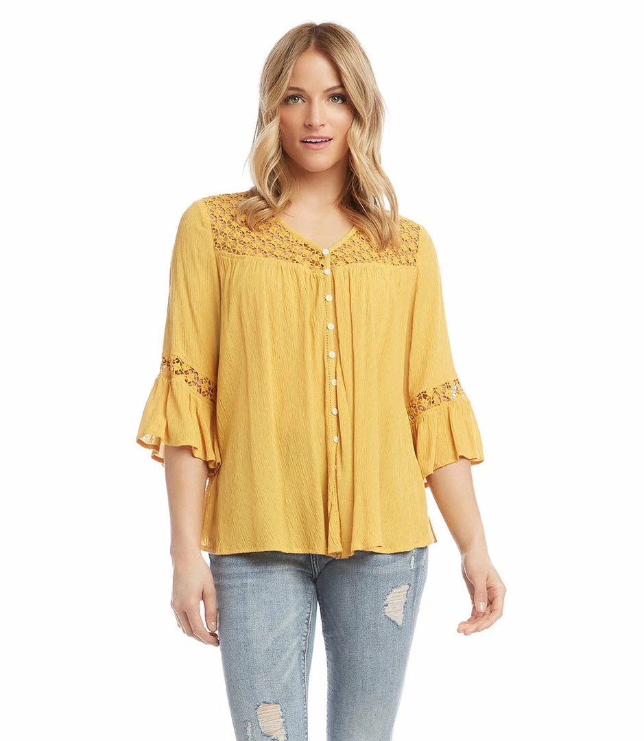 Karen Kane Clothing Lace Inset Blouse