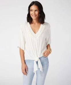 Karen Kane Clothing Crochet Neck Tie-Front Top