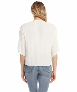 Karen Kane Clothing Crochet Neck Tie-Front Top