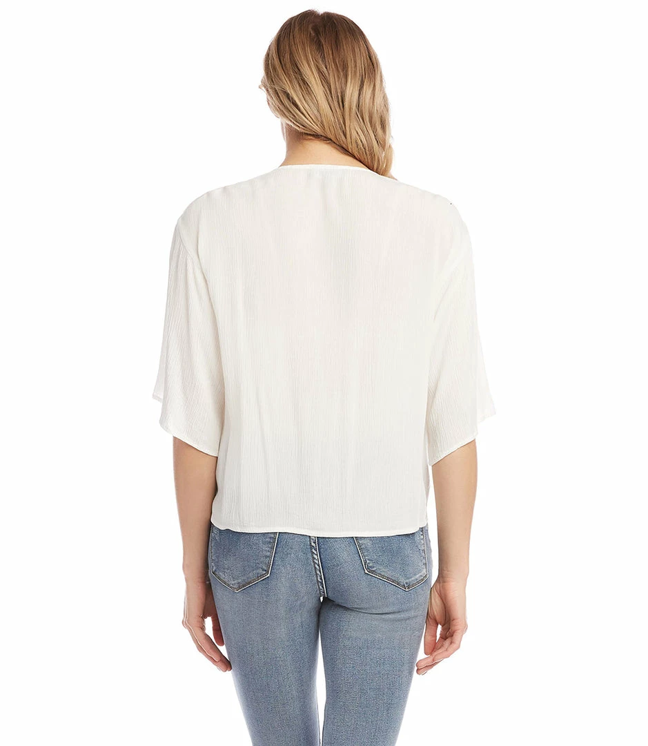 Karen Kane Clothing Crochet Neck Tie-Front Top