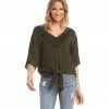 Karen Kane Crochet Neck Tie-Front Top