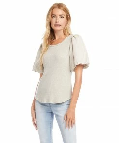 Karen Kane Clothing Petite Size Contrast Linen Sleeve Top