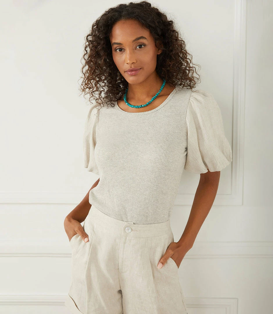 Karen Kane Contrast Linen Sleeve Top