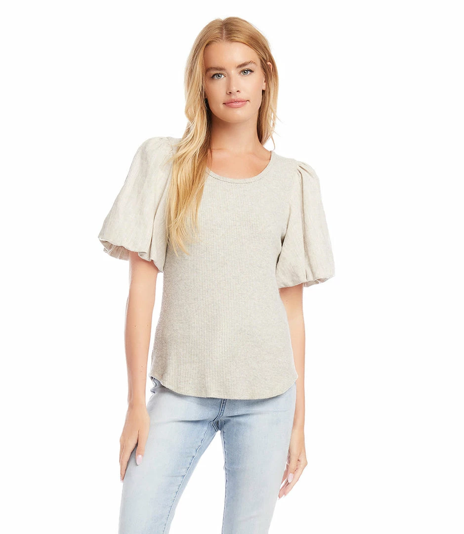 Karen Kane Contrast Linen Sleeve Top