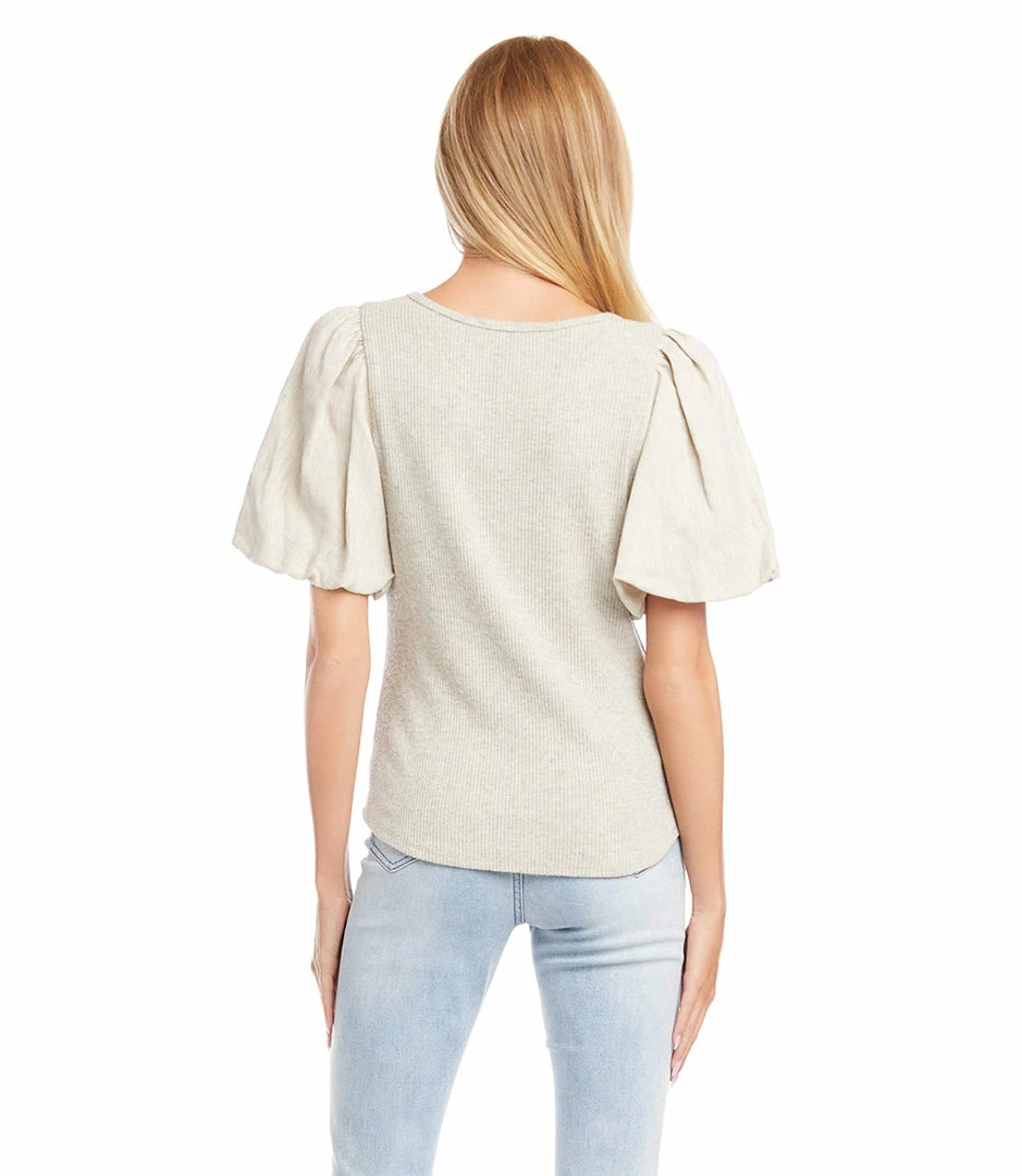 Karen Kane Contrast Linen Sleeve Top