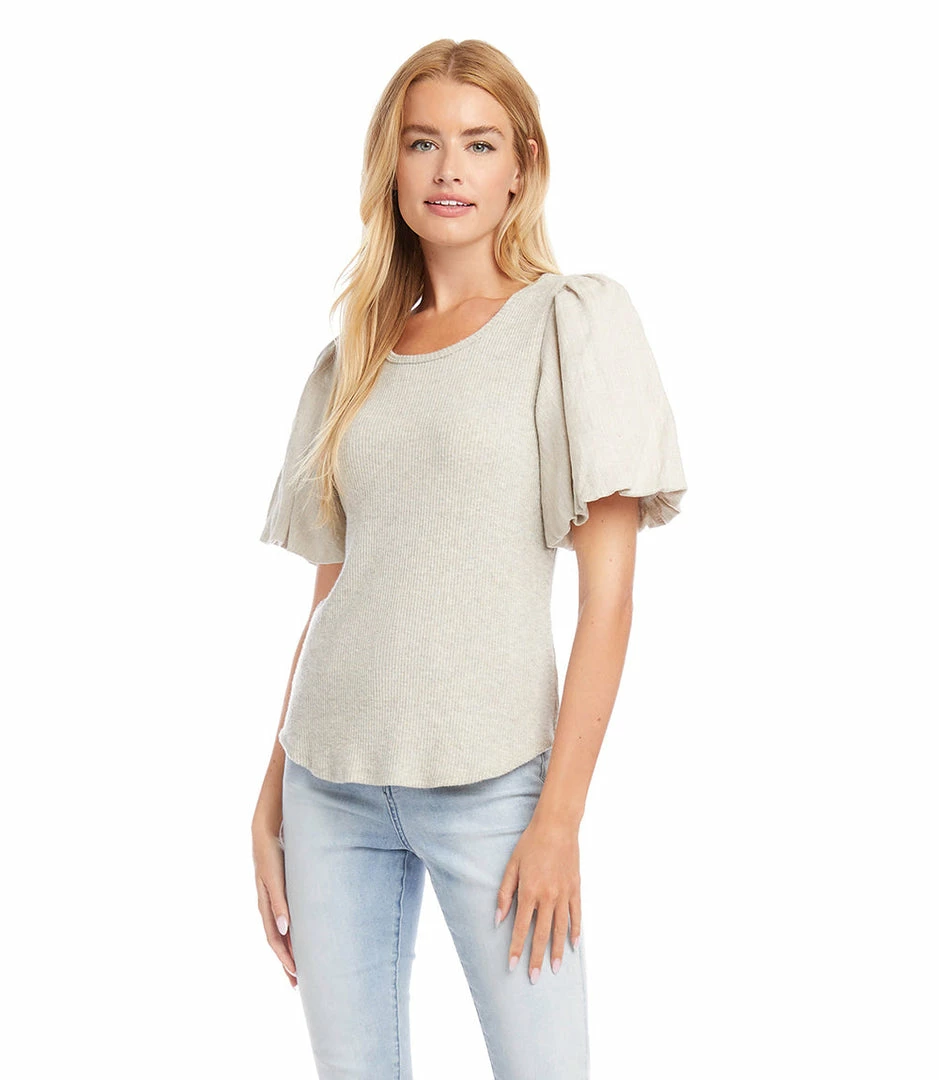 Karen Kane Contrast Linen Sleeve Top