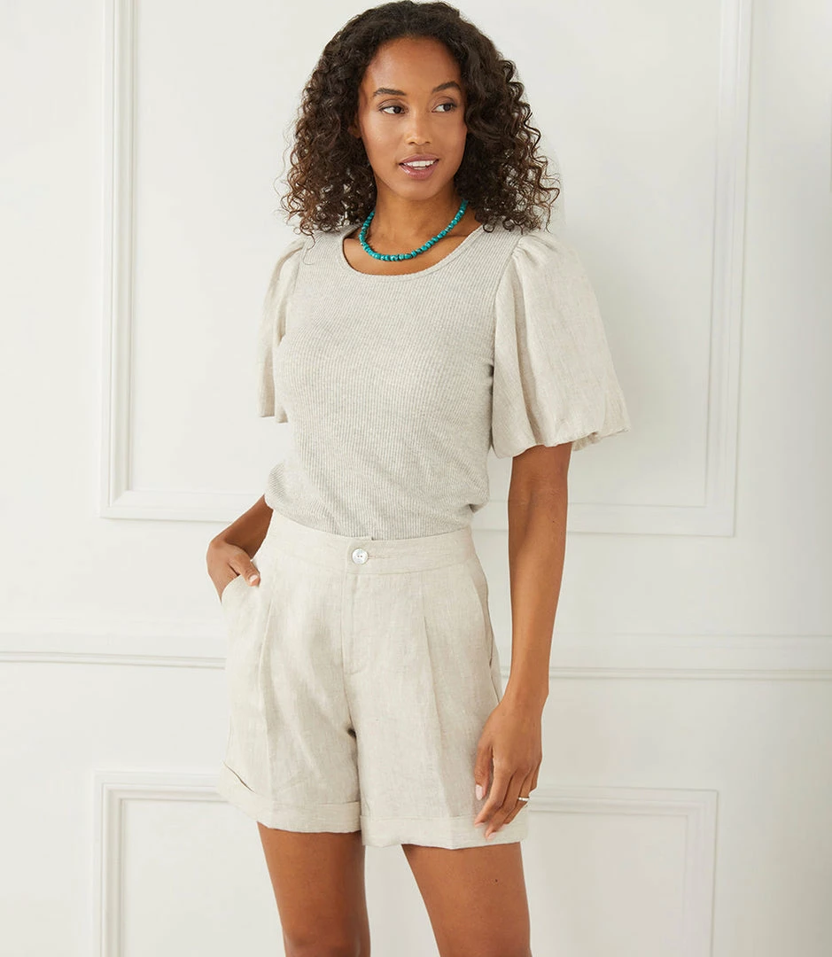 Karen Kane Contrast Linen Sleeve Top