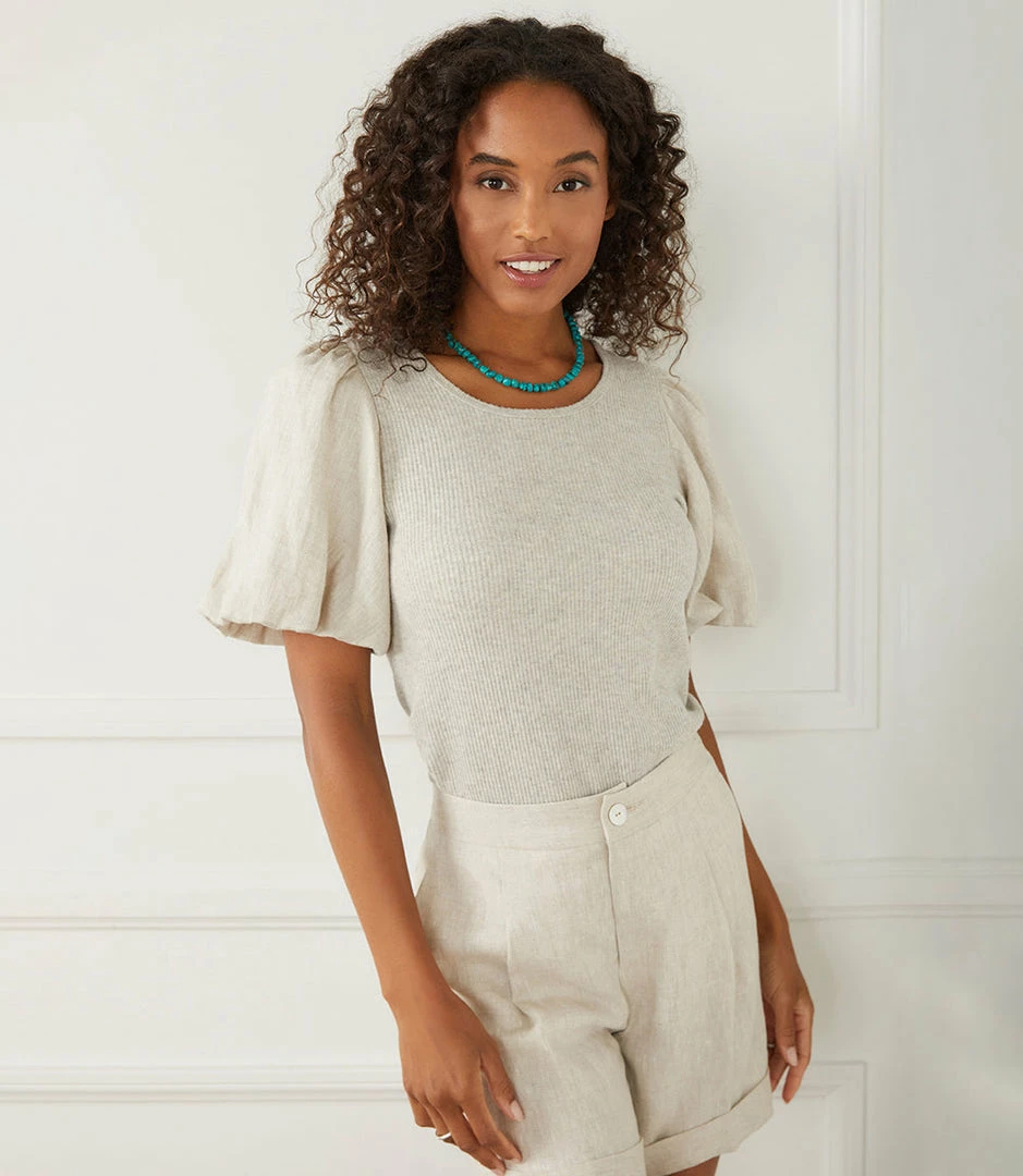 Karen Kane Contrast Linen Sleeve Top