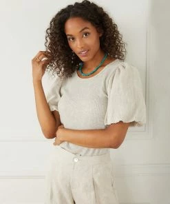 Karen Kane Contrast Linen Sleeve Top