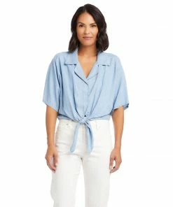 Karen Kane Petite Size Tie-Front Top Clothing
