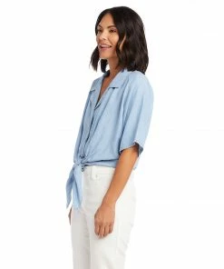 Karen Kane Petite Size Tie-Front Top Clothing