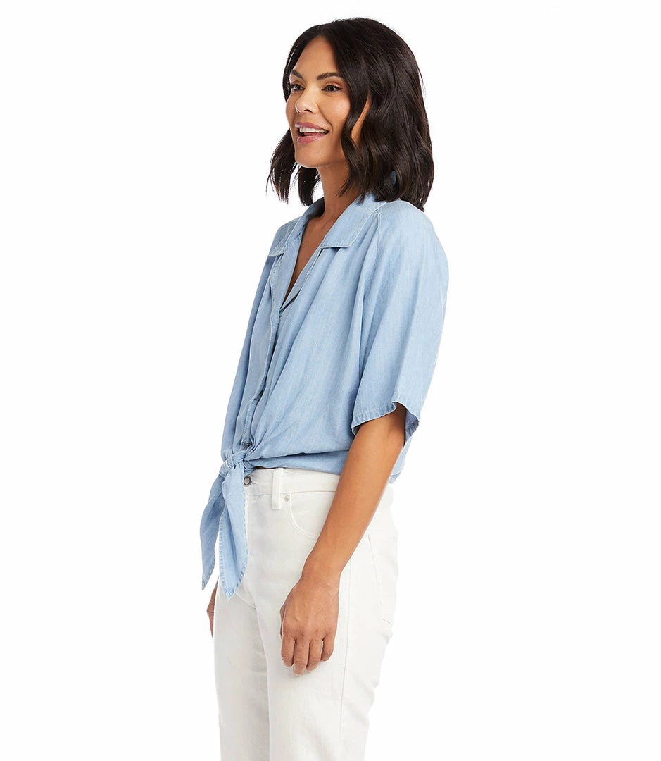 Karen Kane Petite Size Tie-Front Top Clothing