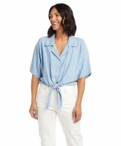 Karen Kane Petite Size Tie-Front Top Clothing