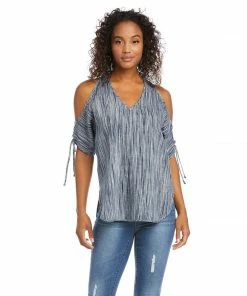 Karen Kane Cold Shoulder Tie-Sleeve Top Clothing