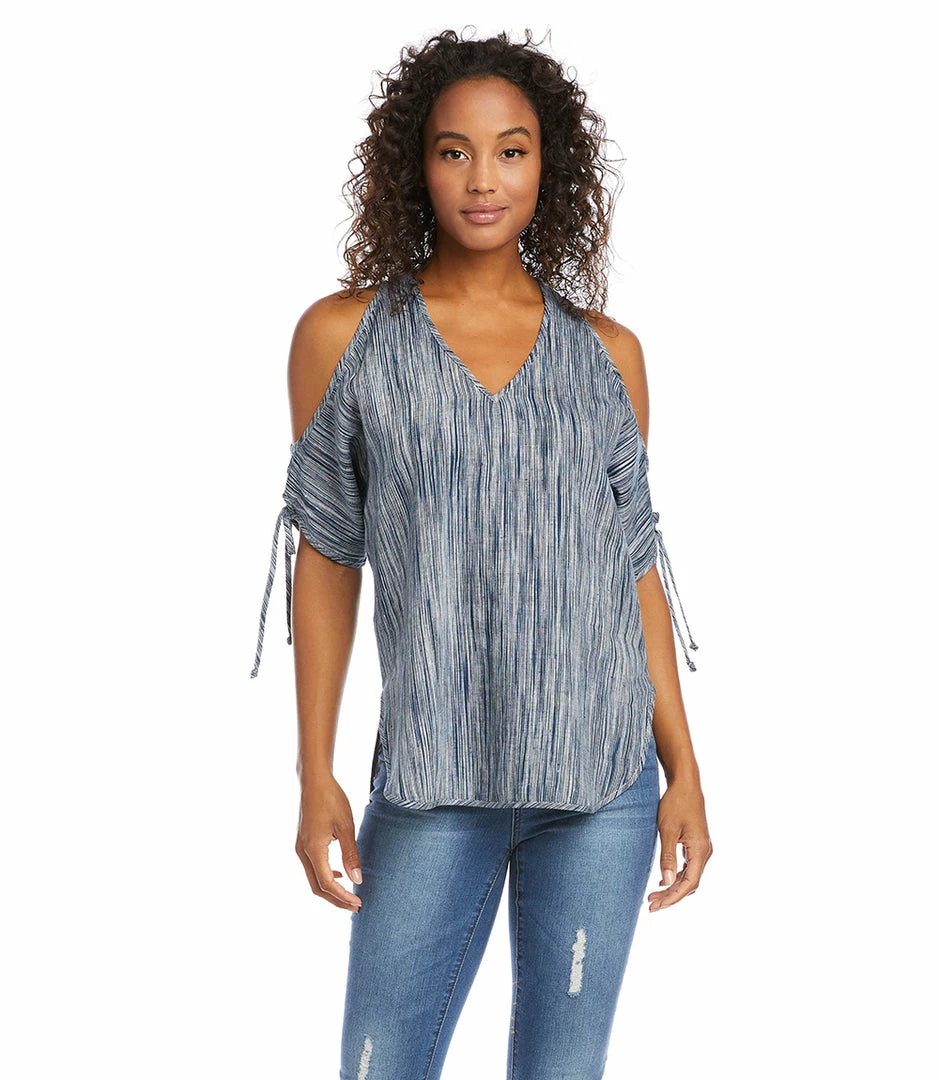 Karen Kane Cold Shoulder Tie-Sleeve Top Clothing