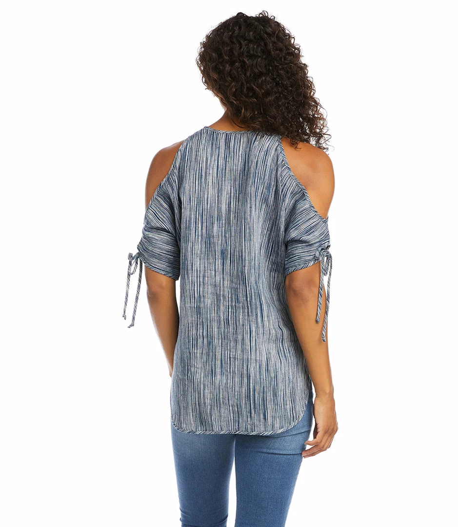 Karen Kane Cold Shoulder Tie-Sleeve Top Clothing