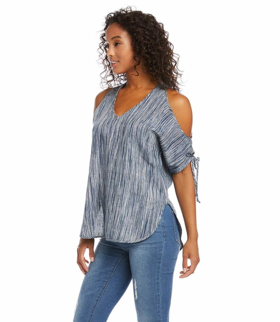 Karen Kane Cold Shoulder Tie-Sleeve Top Clothing