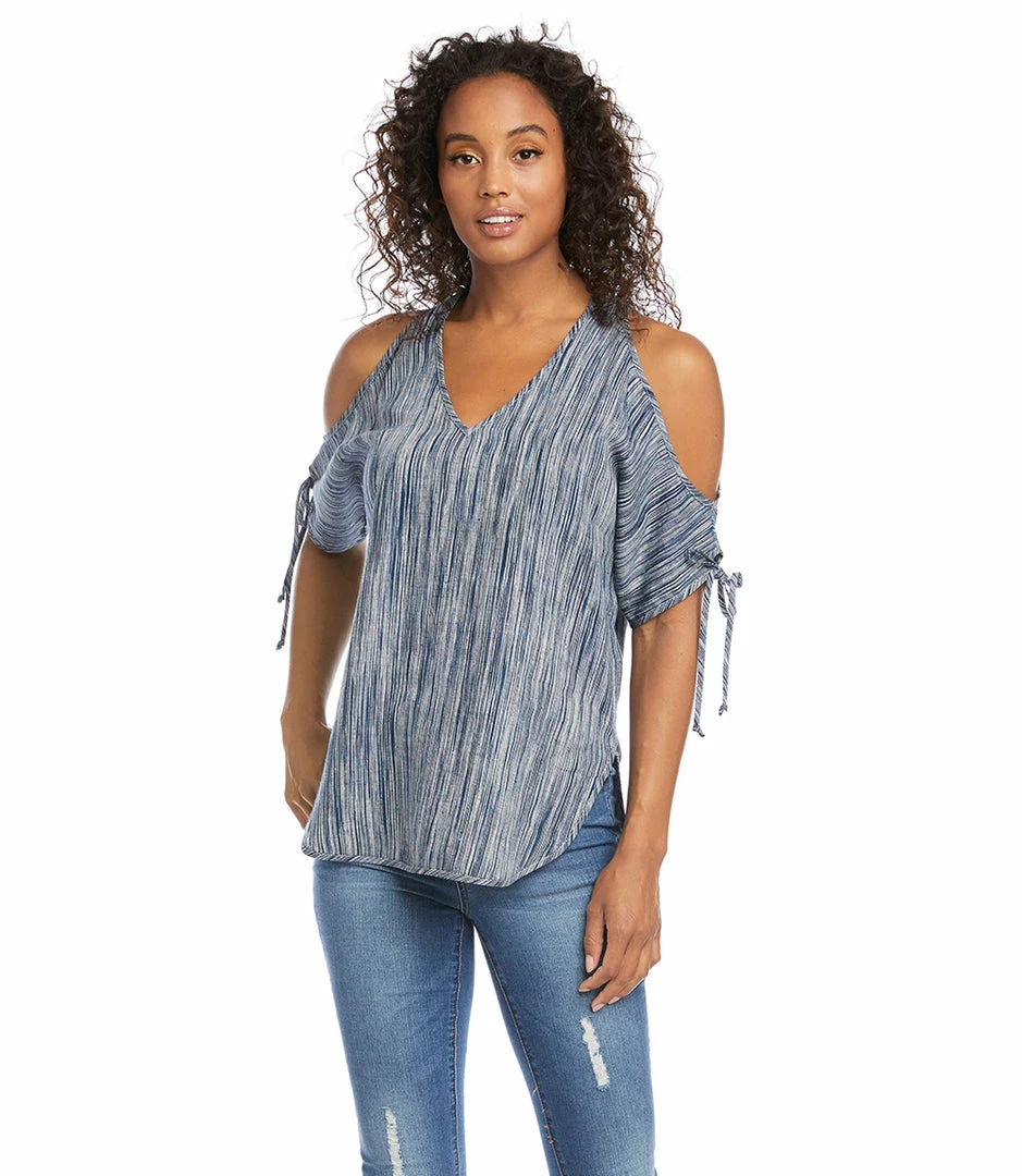 Karen Kane Cold Shoulder Tie-Sleeve Top Clothing