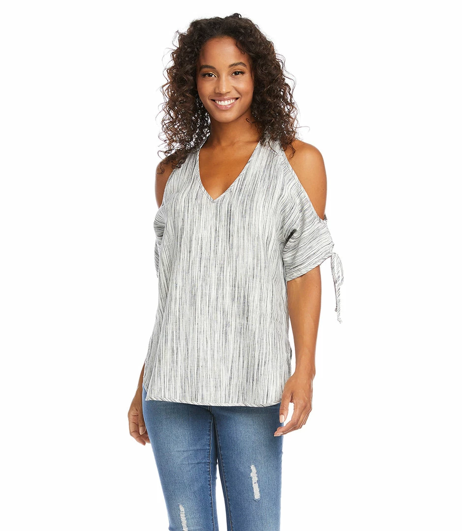 Karen Kane Cold Shoulder Tie-Sleeve Top Clothing