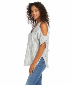 Karen Kane Cold Shoulder Tie-Sleeve Top Clothing