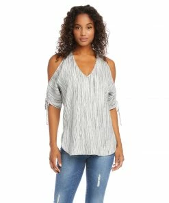 Karen Kane Cold Shoulder Tie-Sleeve Top Clothing