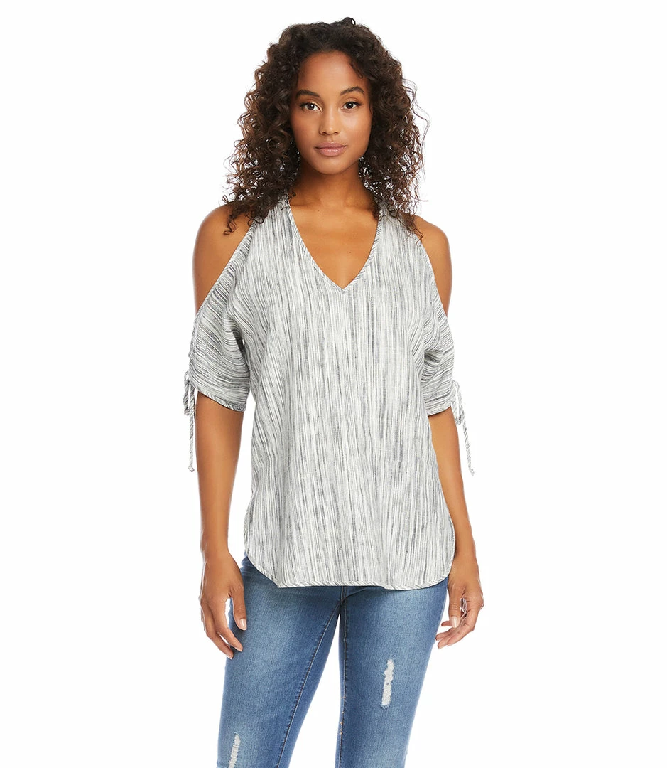 Karen Kane Cold Shoulder Tie-Sleeve Top Clothing