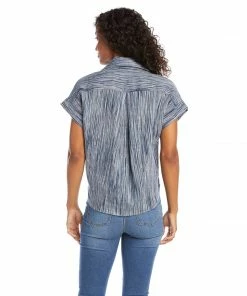 Karen Kane Roll Sleeve Tie-Front Top Clothing