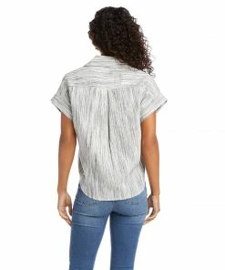 Karen Kane Clothing Roll Sleeve Tie-Front Top