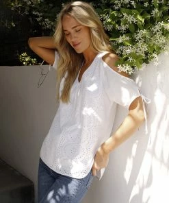 Karen Kane Embroidered Cold Shoulder Top Clothing