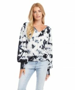 Karen Kane Tie-Dye V-Neck Sweater