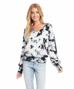 Karen Kane Tie-Dye V-Neck Sweater