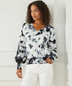 Karen Kane Tie-Dye V-Neck Sweater