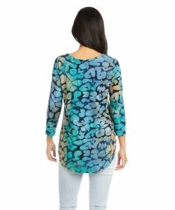 Karen Kane Petite Size Tie-Dye Burnout Shirttail Top Petites