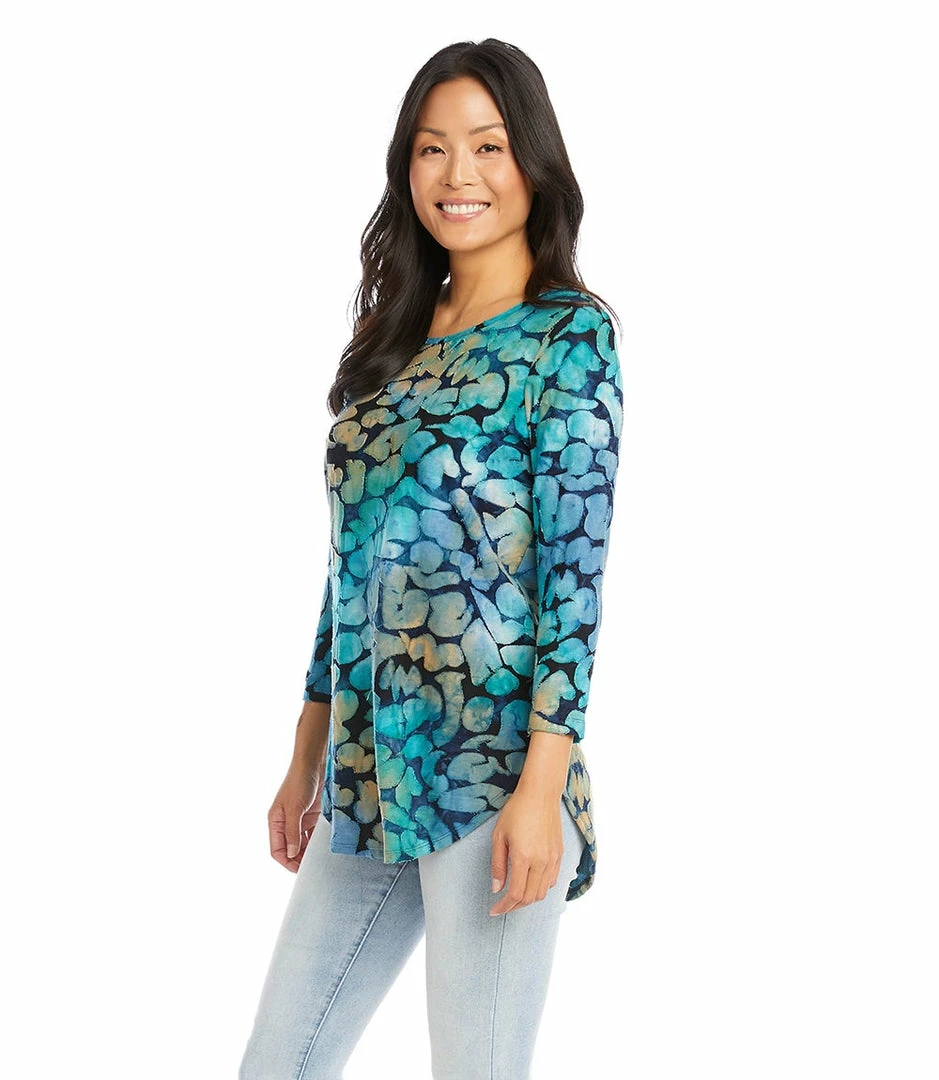 Karen Kane Petite Size Tie-Dye Burnout Shirttail Top Petites