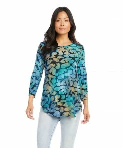 Karen Kane Petite Size Tie-Dye Burnout Shirttail Top Petites