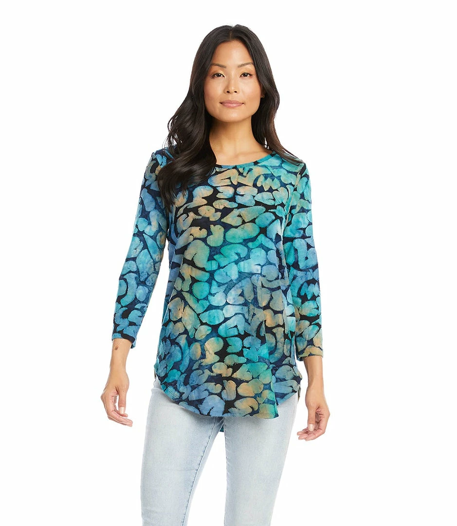 Karen Kane Petite Size Tie-Dye Burnout Shirttail Top Petites