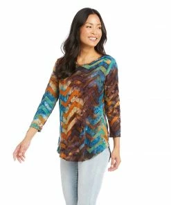 Karen Kane Clothing Petite Size Tie-Dye Burnout Shirttail Top