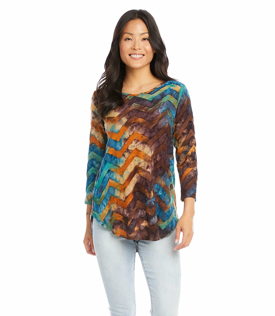 Karen Kane Tie-Dye Burnout Shirttail Top