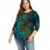 Karen Kane Plus Size Tie-Dye Burnout Shirttail Top