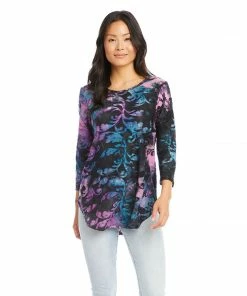 Karen Kane Clothing Tie-Dye Burnout Shirttail Top